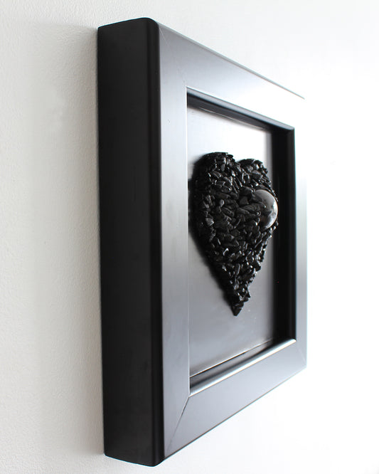 Black Tourmaline and Shungite Heart Wall Decor