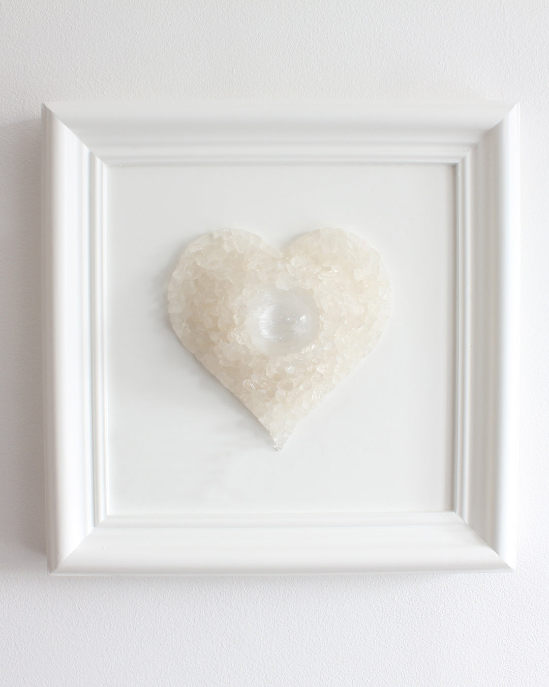 Clear Quartz and Selenite Heart Wall Decor